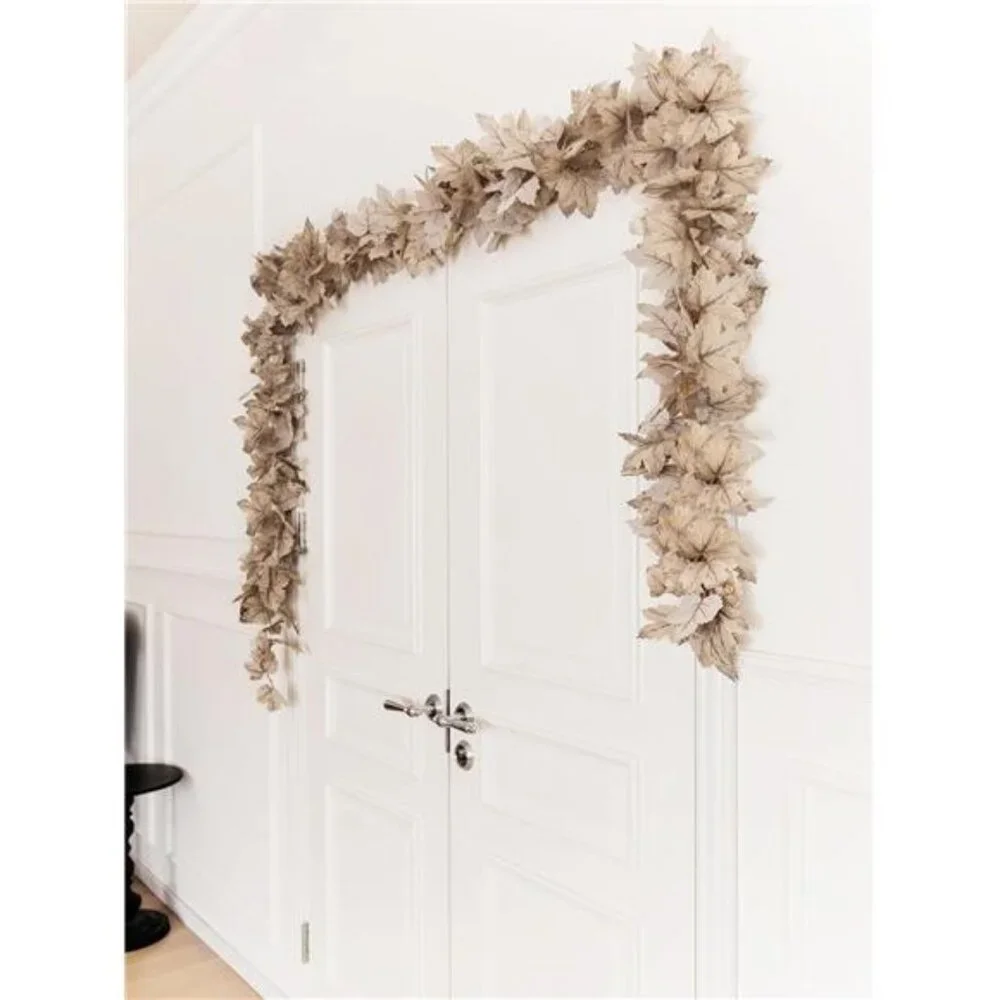 6PCS Beige Fall Maple Leaves Garland, 5.6Ft Artificial Maple Leaf Autumn